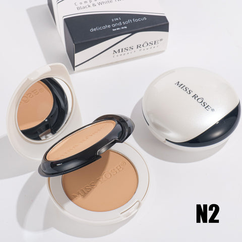 Miss Rose Black & White Two-Tone Compact Powder